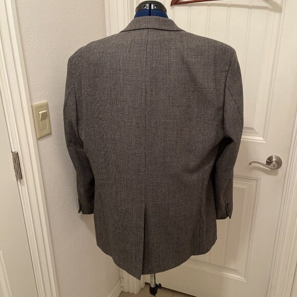 Chaps Men's 46L Gray 💯% Pure New Wool Sport Coat Jacket Blazer Houndstooth Soft - Picture 6 of 15
